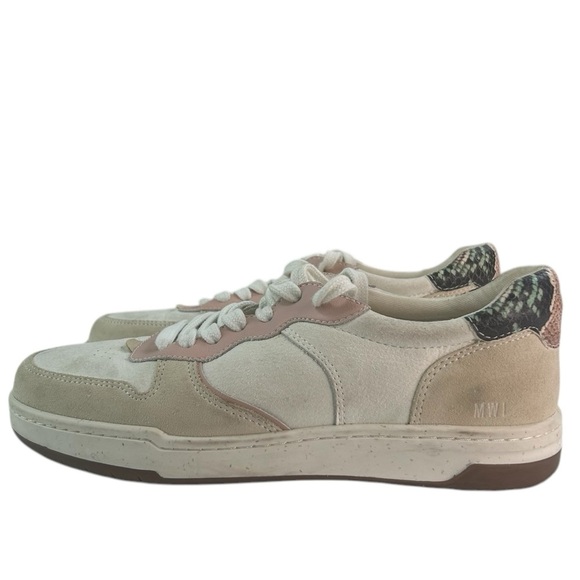 Madewell MWL Court Sneaker Colorblock Pink Cream Suede Snakeskin Leather Women 7 - Picture 4 of 12